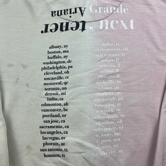 Ariana Grande Sweatshirt Small Cream Pink Sweetener World Tour Thank U Next - Picture 5 of 14